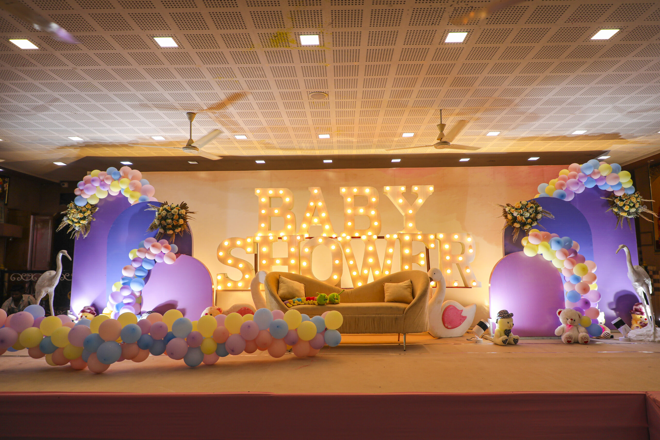 baby shower party decorations festive decor gift boxes booties toys stylish room