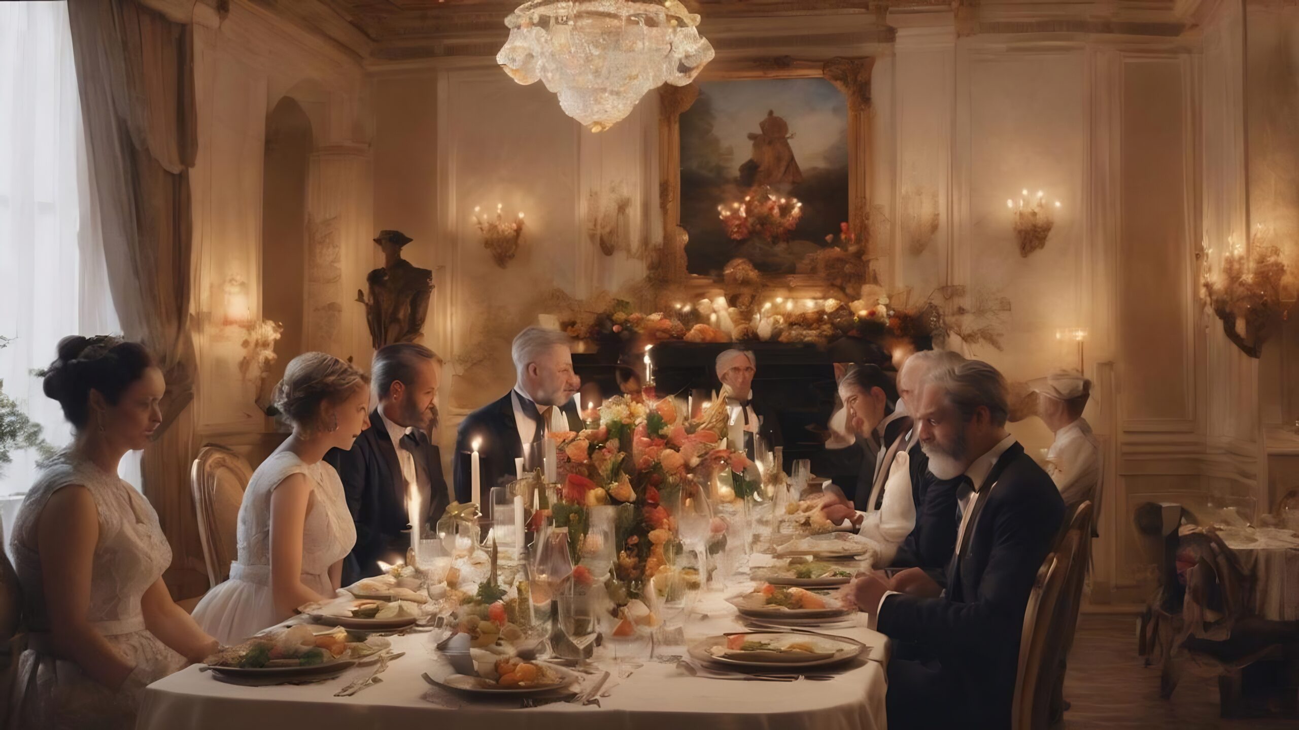 dinner people decoration vintage white