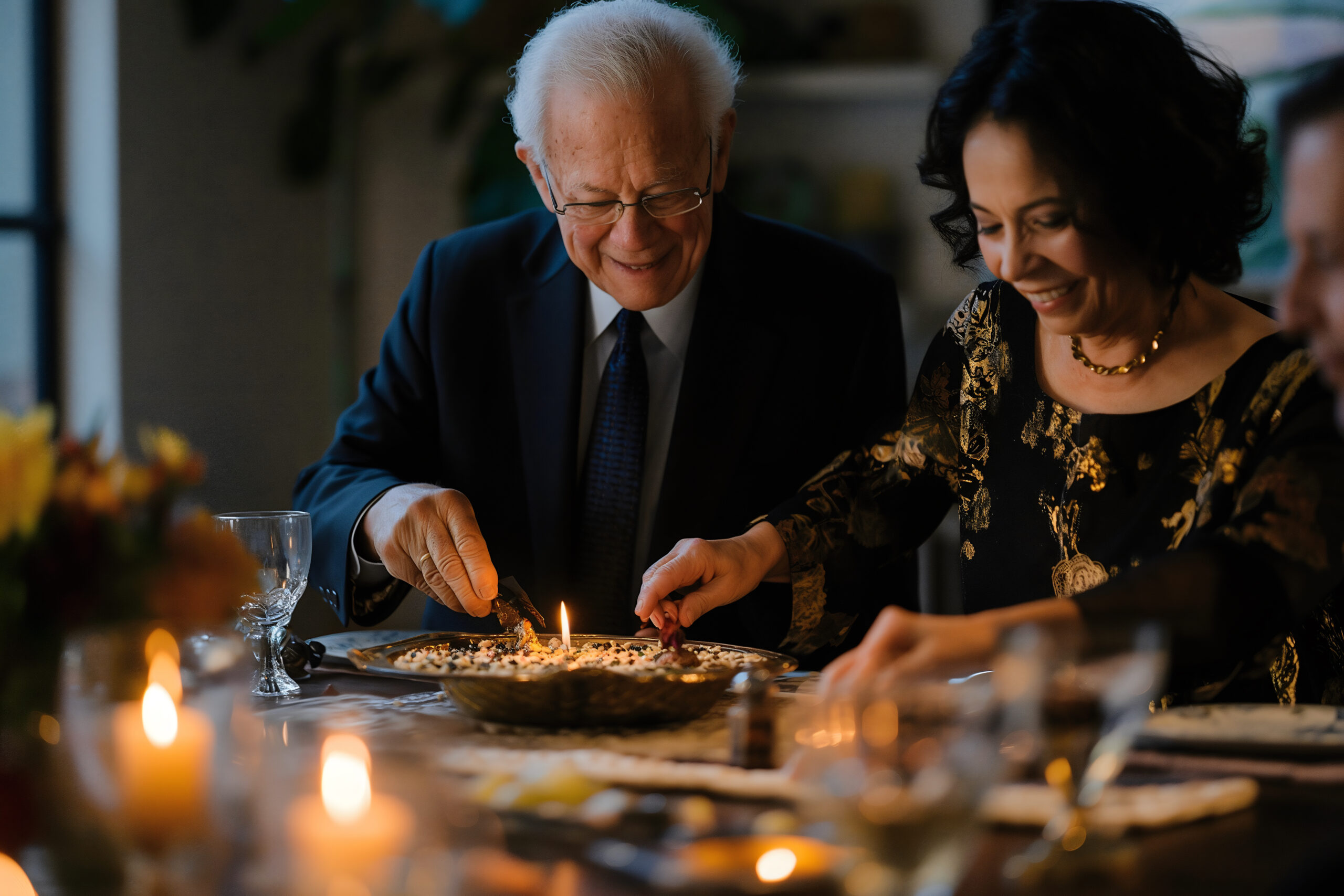 interfaith group gathers around beautifully set table celebrate passover seder friends joyf