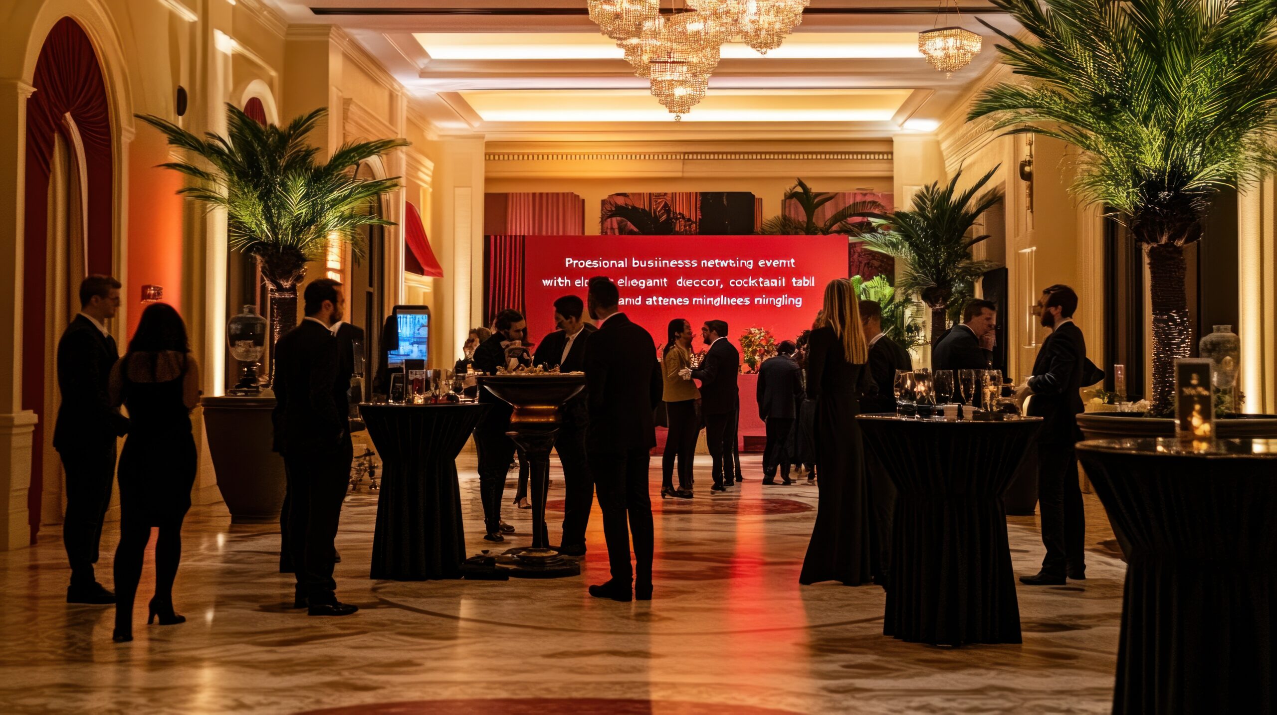 professional business networking event in elegant hall